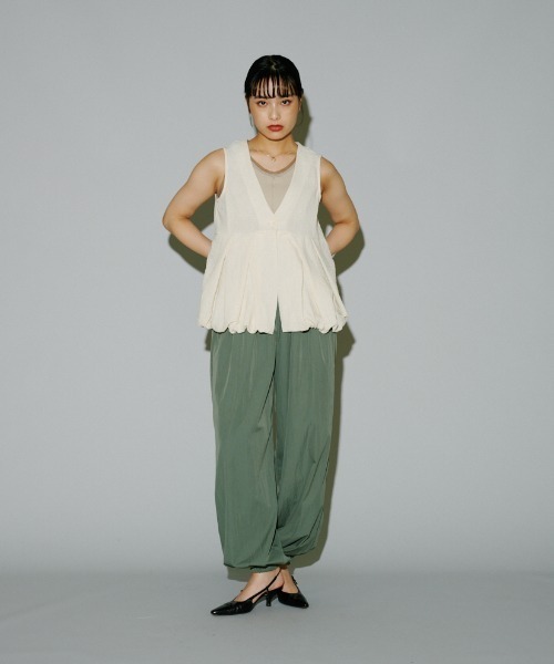 terrace ベスト ジレ ペプラムバルーンベスト レディース