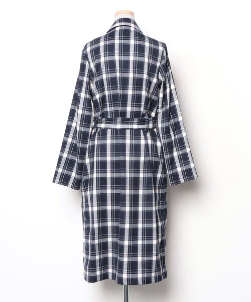 「TITE IN THE STORE」 チェック柄コート - ネイビー レディース_画像2