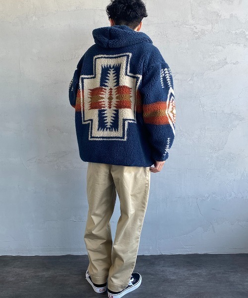 ペンドルトン×スクーカム　袖レザー　ネイティブ柄　スタジャン　34 ペンドルトン×スクーカム 袖レザー ネイティブ柄 スタジャン 34