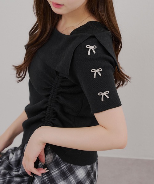 ニット セーター ribbon yarn off-shoulder pull(リボンヤーンオフショルダープルオーバー) レディース Amazon | [ShuMing]ニットセーター レディース ハイネック プル