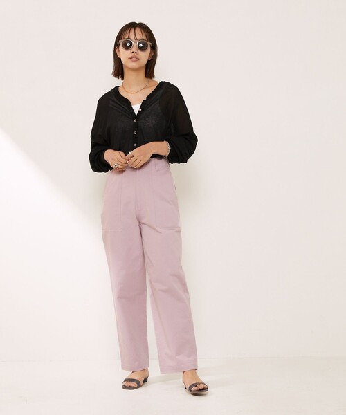「Aresense」 チノパンツ 38 オリーブ レディース