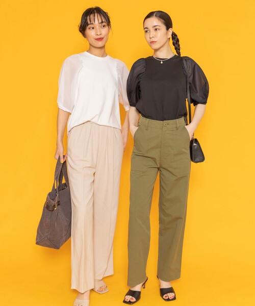 「Aresense」 チノパンツ 38 オリーブ レディース
