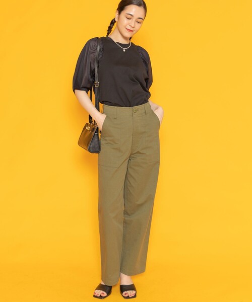「Aresense」 チノパンツ 38 オリーブ レディース