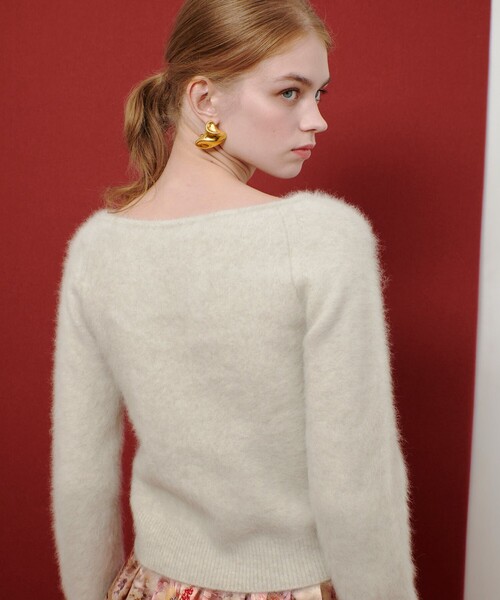 ニット セーター 「LOULOU WILLOUGHBY」カシミヤブレンドファー加工プルオーバー レディース