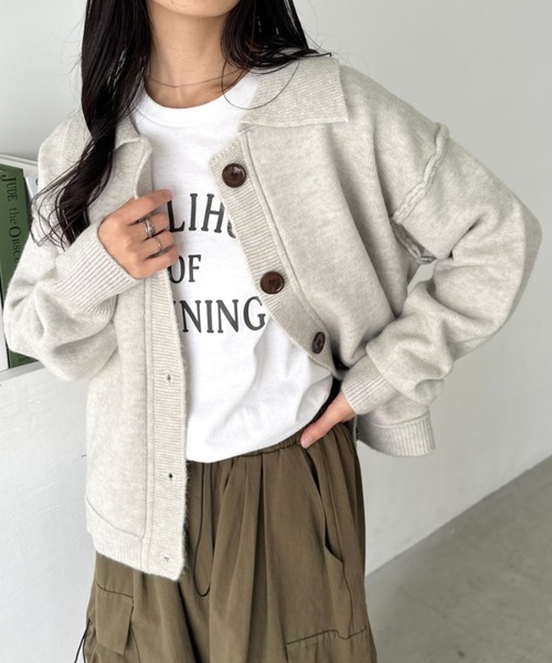 CLEA カーディガン 襟付きベーシックニットカーディガン レディース