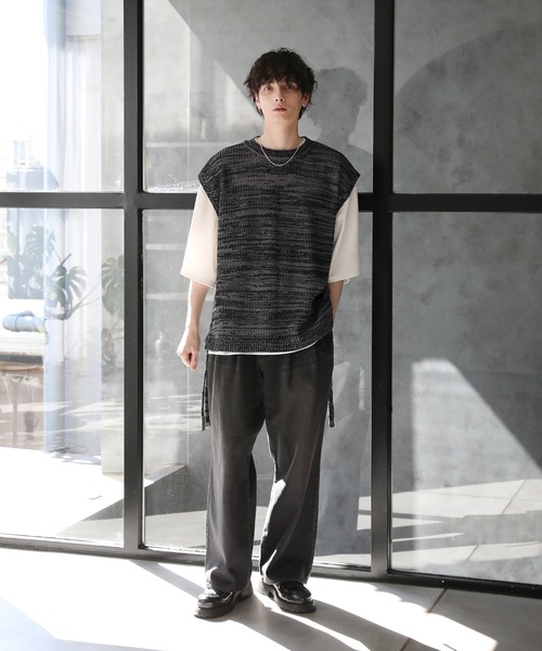 「ETELIO」 ノースリーブニット S グレー メンズ