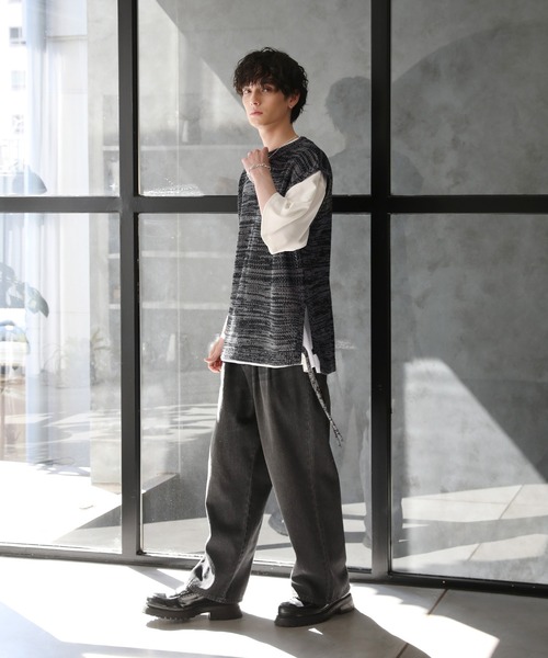 「ETELIO」 ノースリーブニット S グレー メンズ