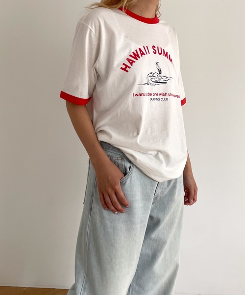 「CANAL JEAN」 「El mar」半袖Tシャツ ONE SIZE ホワイト レディース_画像6