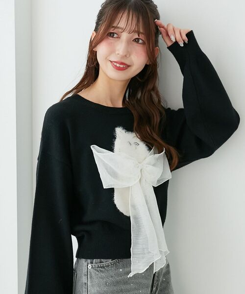 美品✨【yanyan】ヤンヤン　リボン付き　ニットセーター　ロンハーマン YanYan / ヤンヤン | × Ron Herman ロンハーマン Rosie Kungfu