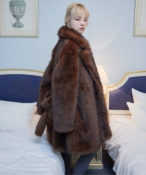 高級✳︎ブラウン 毛皮コート 定価¥748,000 未使用 etre loin（エトルワン） コート アウター Fur coat レディース