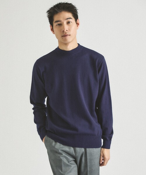 ABAHOUSE GRAY セーター ニット 「カシミヤタッチ」ハイゲージ モック