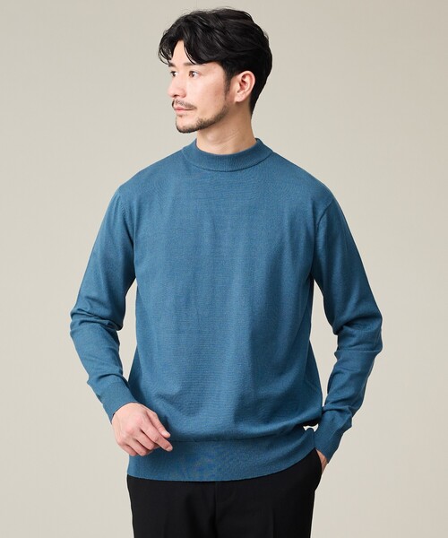 ABAHOUSE GRAY セーター ニット 「カシミヤタッチ」ハイゲージ モック