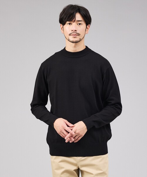 ABAHOUSE GRAY セーター ニット 「カシミヤタッチ」ハイゲージ モック