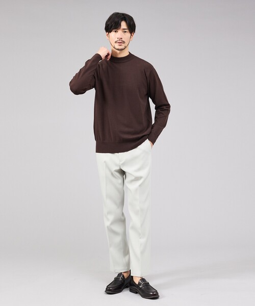 ABAHOUSE GRAY セーター ニット 「カシミヤタッチ」ハイゲージ モック