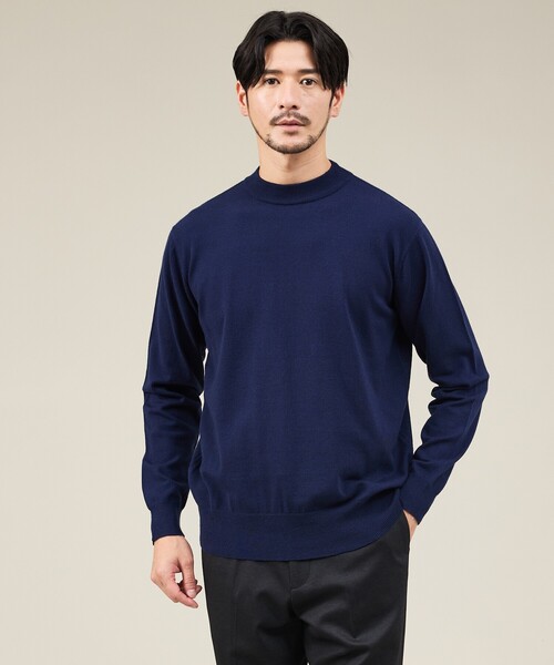 ABAHOUSE GRAY セーター ニット 「カシミヤタッチ」ハイゲージ モック 