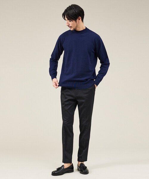 ABAHOUSE GRAY セーター ニット 「カシミヤタッチ」ハイゲージ モック ABAHOUSE GRAY セーター ニット 「カシミヤタッチ」ハイゲージ モック