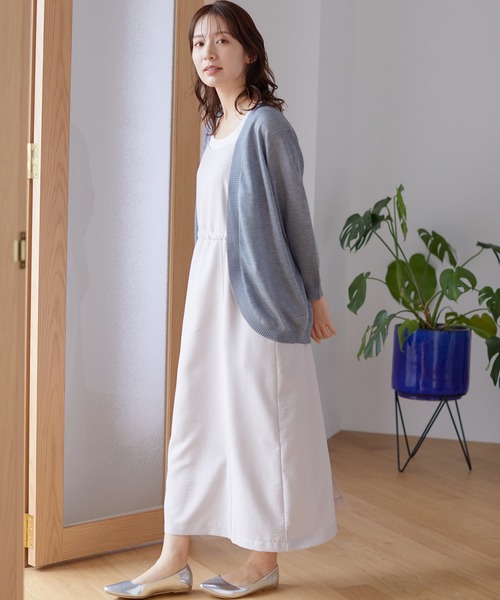 「Honeys」 ニットカーディガン LL オフホワイト レディース_画像6