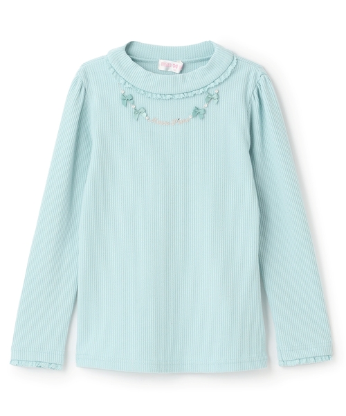 mezzo piano tシャツ リボンネックレス風 プチハイ長袖Tシャツ キッズ
