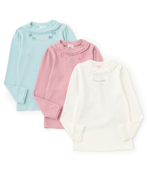 mezzo piano tシャツ リボンネックレス風 プチハイ長袖Tシャツ キッズ