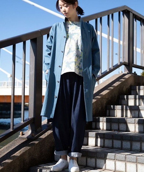 Plantation（プランテーション） ステンカラーコート M size ブルー