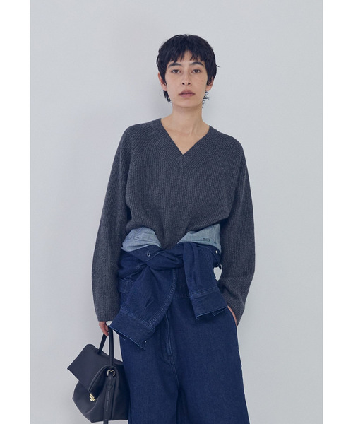 1er Arrondissement ニット セーター ウールナイロン畦Vネックプル