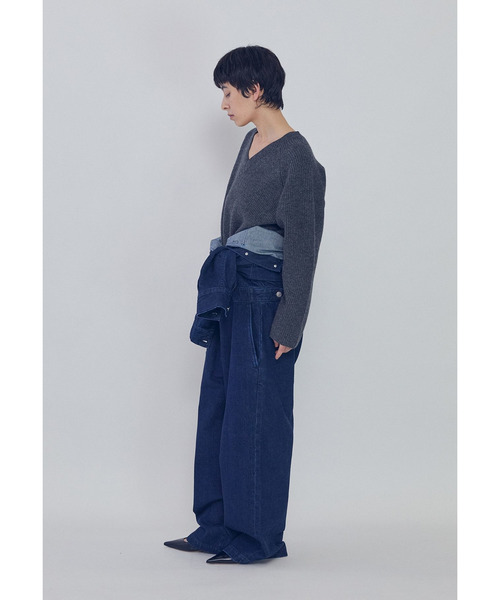 1er Arrondissement ニット セーター ウールナイロン畦Vネックプル