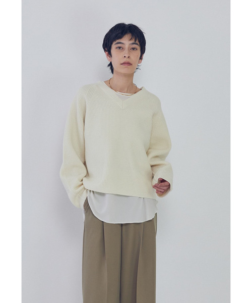 1er Arrondissement ニット セーター ウールナイロン畦Vネックプル