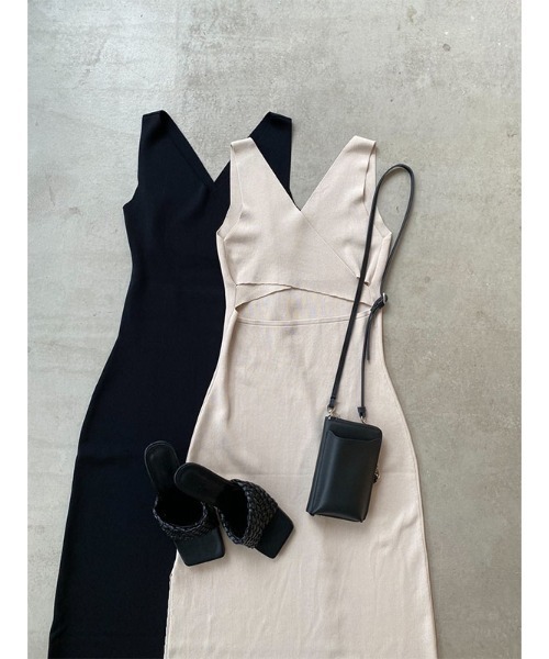 「ACYM」 ノースリーブワンピース FREE シルバー レディース_画像4