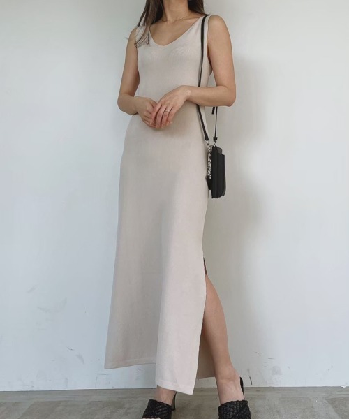 「ACYM」 ノースリーブワンピース FREE シルバー レディース_画像9