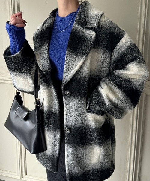 「JUNOAH」 チェスターコート X-LARGE ブラウン レディース_画像2