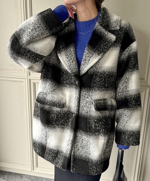 「JUNOAH」 チェスターコート X-LARGE ブラウン レディース_画像4