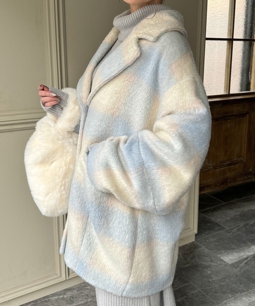 「JUNOAH」 チェスターコート X-LARGE ブラウン レディース_画像7