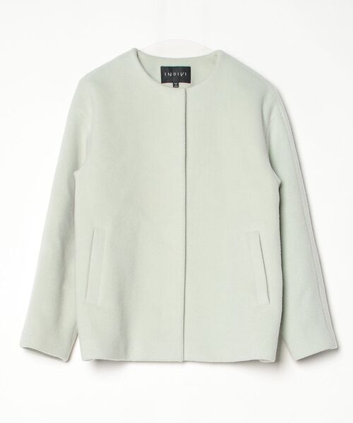 新品 INDIVI ノーカラージャケット ラメ グリーン サイズM*GD264 新品 INDIVI ノーカラージャケット ラメ グリーン サイズM*GD264