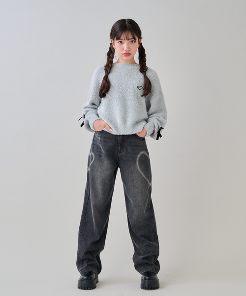 デニムハートパンツ オーダーページ♡ちびぬい服 by LOVEiT パンツ ハート抜染デニムパンツ キッズ 子供服 女の子