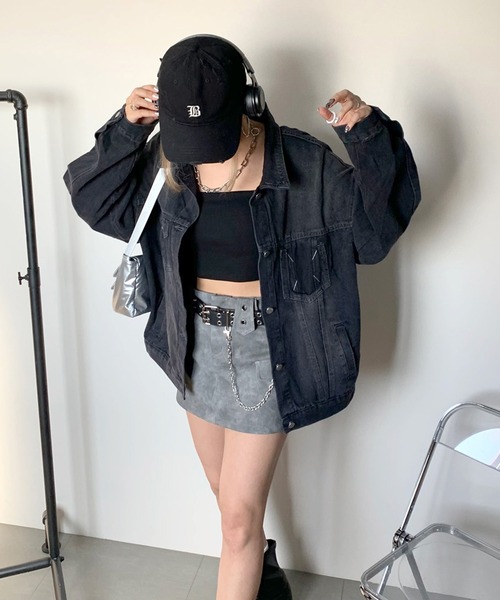 「non-hedge」 デニムジャケット FREE ブラック レディース_画像3