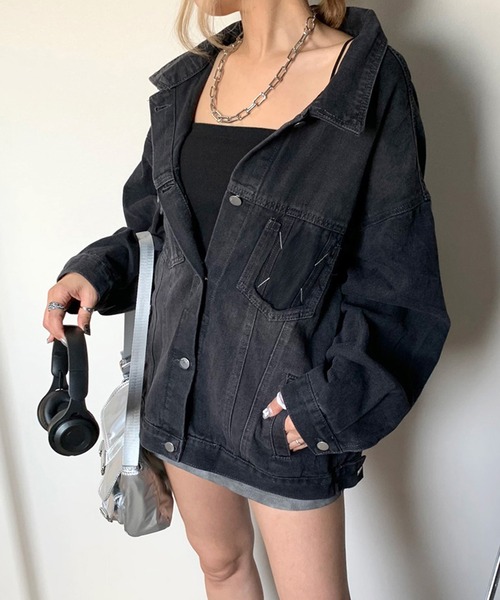 「non-hedge」 デニムジャケット FREE ブラック レディース_画像6