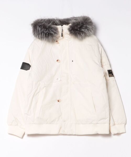 ダウンコート ダウンジャケット フェイクファーフード付き スタンド