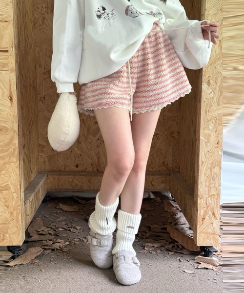 DIAVEL tシャツ 「秋冬新作」ゆるふわフリースガーリーショートパンツ