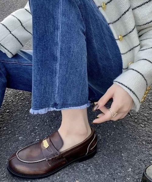 ●お値下げ●【極美品】 ローファー 極美品✨ AdeVivre 本革 コインローファー ブラウン 25cm 50%OFF