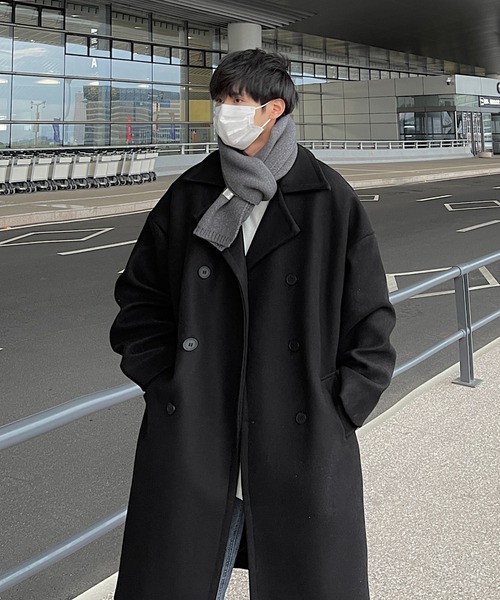 B.R.U pコート ピーコート メルトンタッチ無地ダブルチェスターコート