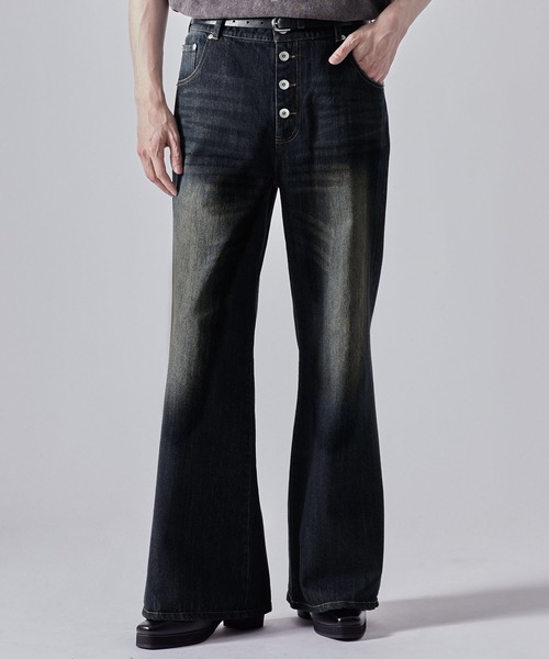 「CLEL」 スキニーデニムパンツ L インディゴブルー メンズ_画像3