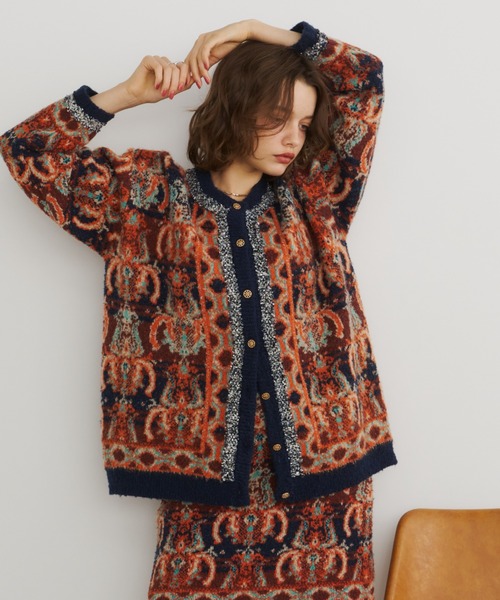 「Unitage」 ニットカーディガン FREE ブラウン レディース_画像5