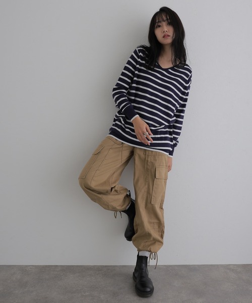 「ElegChic」 「LARU」カーゴパンツ L ブラック レディース_画像7