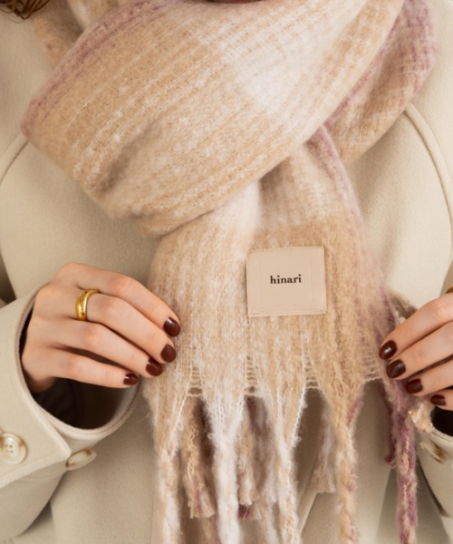 「hinari」 マフラー FREE チャコールグレー レディース_画像2