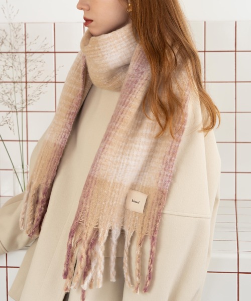 「hinari」 マフラー FREE チャコールグレー レディース_画像5