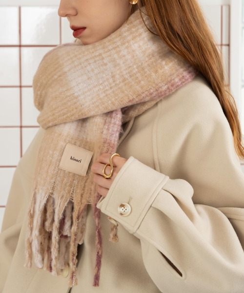 「hinari」 マフラー FREE チャコールグレー レディース_画像8