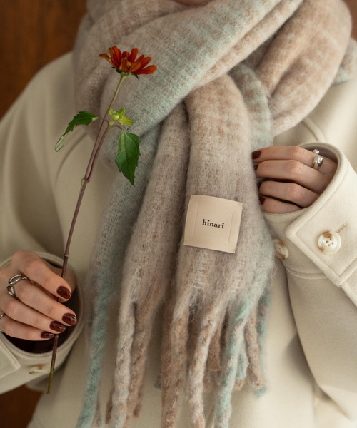 「hinari」 マフラー FREE チャコールグレー レディース_画像9