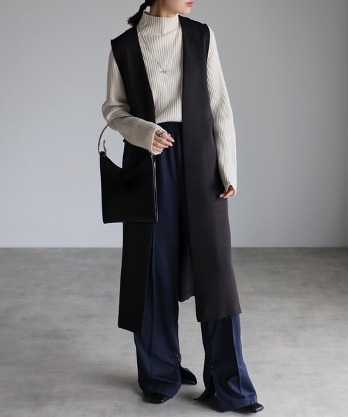 「＆HALF」 「noa-ge」ベスト M ブラック レディース_画像2