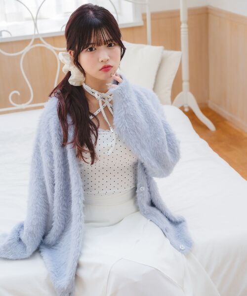 「ems excite」 ニットカーディガン FREE ピンク レディース_画像2