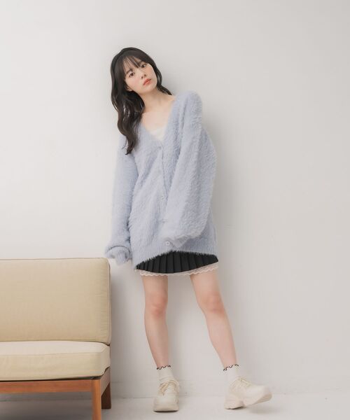 「ems excite」 ニットカーディガン FREE ピンク レディース_画像4